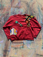 (LS) Scab Patches Crewneck (Multicolor/Maroon)- XL